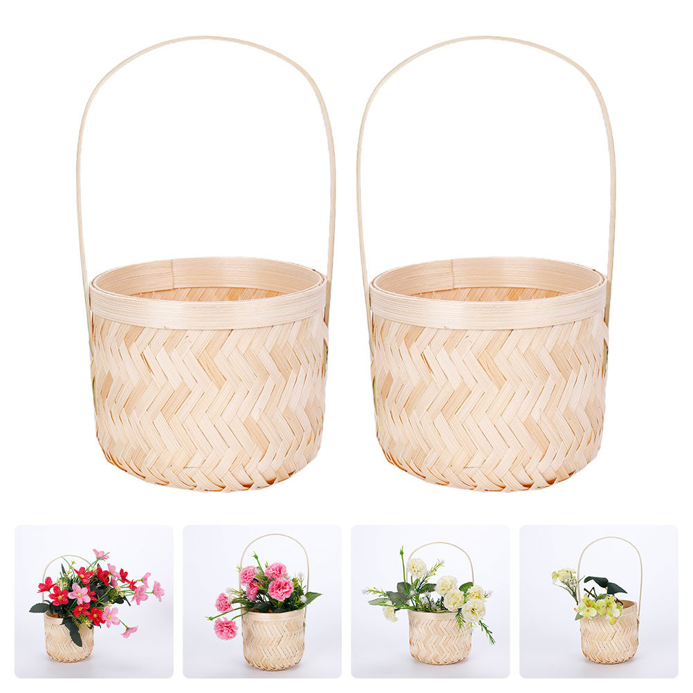 Sustainable Living Gifts - 2 Cestas Decorativas de Bambú Sostenible