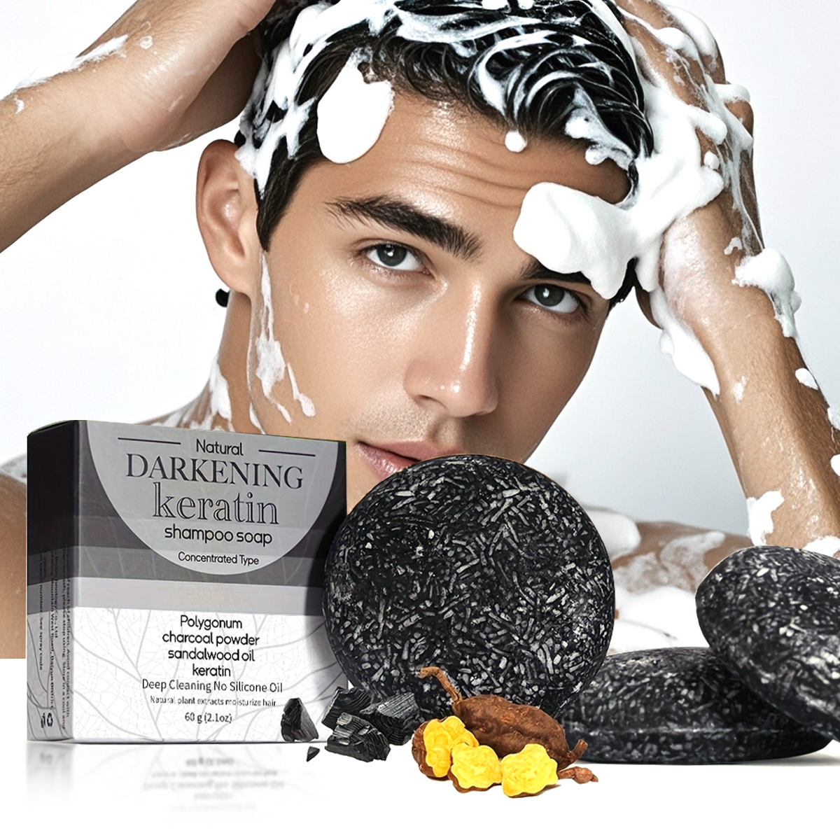 Bar Soap Shampoo Solid - XF 60g Jabón Negro Champú Sólido